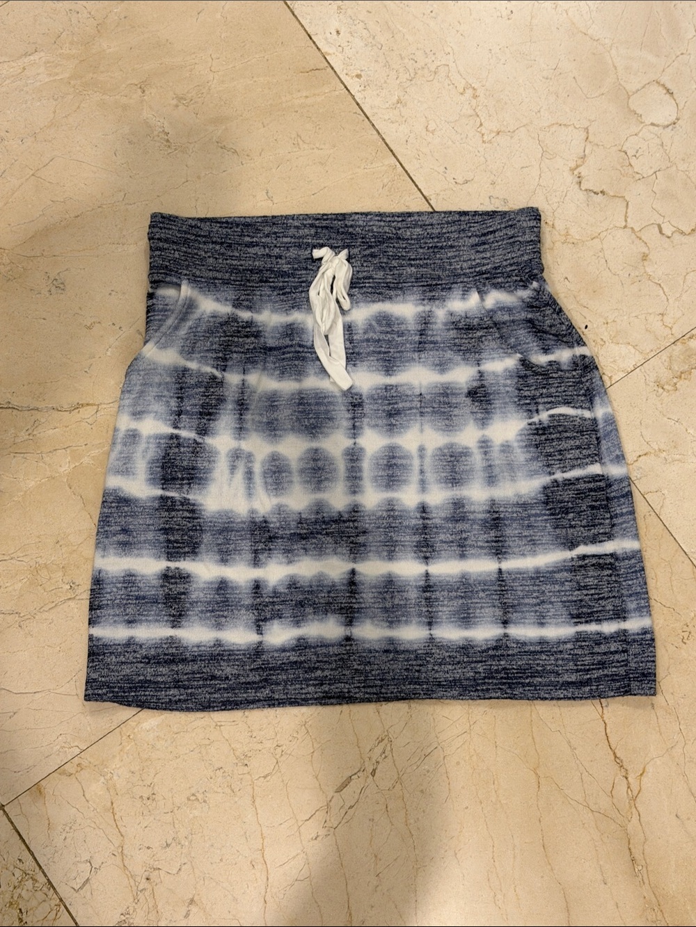 Market & spruce tie-Dye Knit Drawstring Mini Skirt Blue